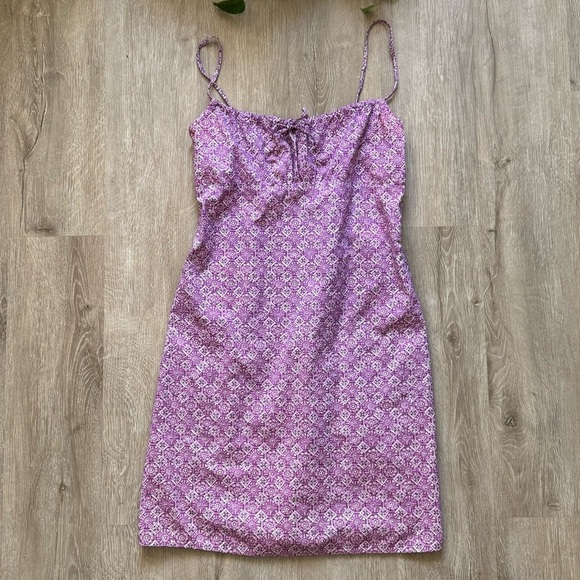 Vintage Purple Floral Milkmaid Slip Dress - Picture 2 of 5